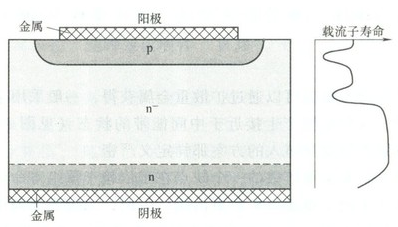 图2 pin二极管典型轴向载流子寿命剖面图