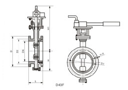 D343Y、D343H型<strong>双偏心四氟蝶阀</strong>PN6～PN40尺寸图