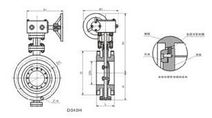 D343H、D343F型三偏心多层次硬密封蝶阀PN6～PN10外形尺寸图