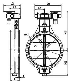 D941W-0.5C电动通风法兰蝶阀外形结构尺寸图