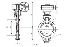 D373Y、D373H型铸钢对夹式硬密封蝶阀PN10～PN40外形尺寸图