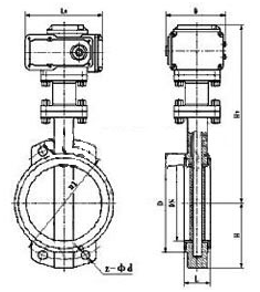 <strong><strong><strong>D971X电动软密封蝶阀PN10～PN25</strong></strong></strong>外形尺寸图